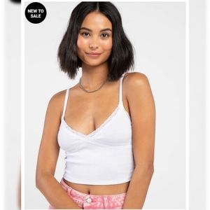 FULL TILT Lace Trim White Cami Tank